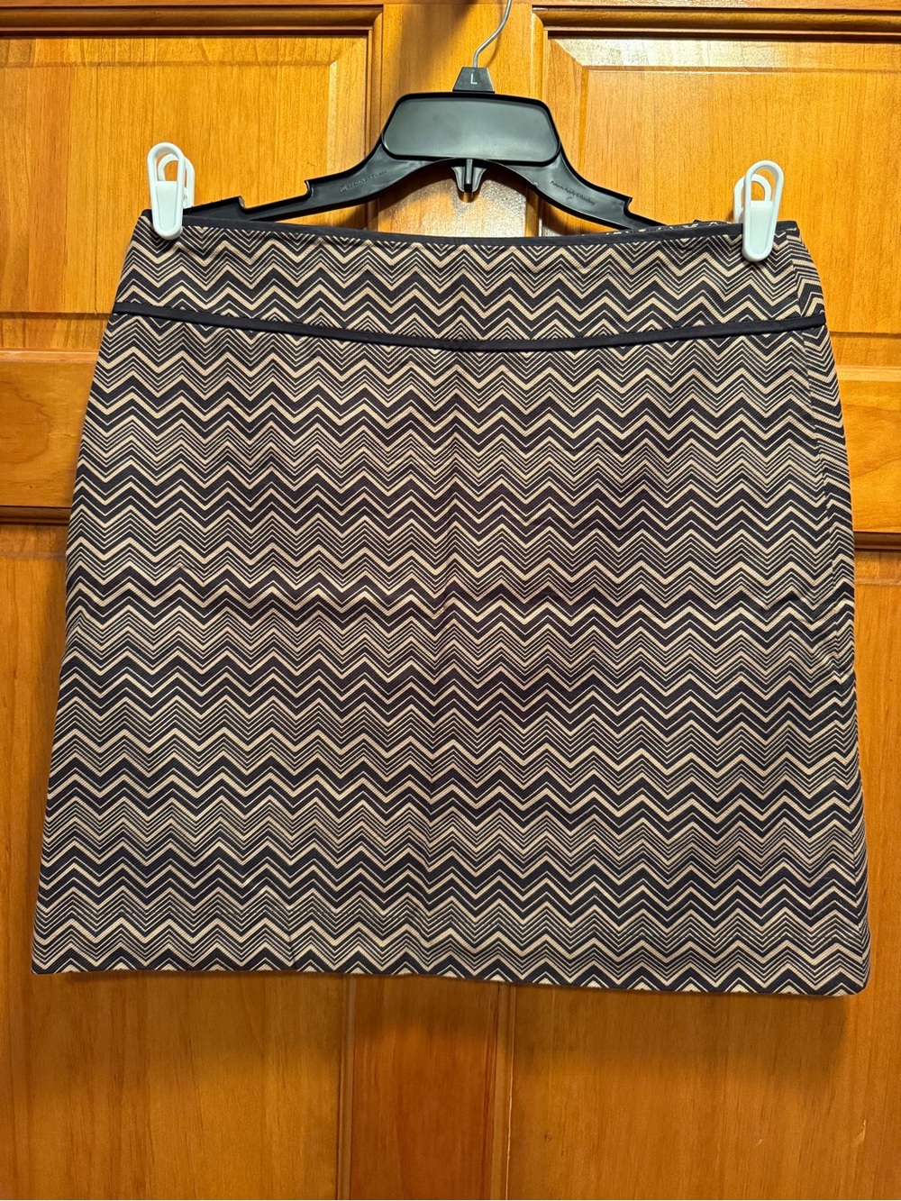 LOFT Chevron A-Line Mini Skirt in Navy and Cream